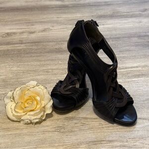 Cole Haan Vivian Air Nike Air Colab Sandal With Braided T Strap Black Brown SZ 7